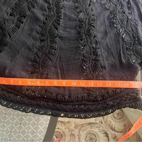 IT GIRL Vintage Bohemian Black Lace Crochet Blouse Bat Wing Sleeve Top S - Picture 8 of 14